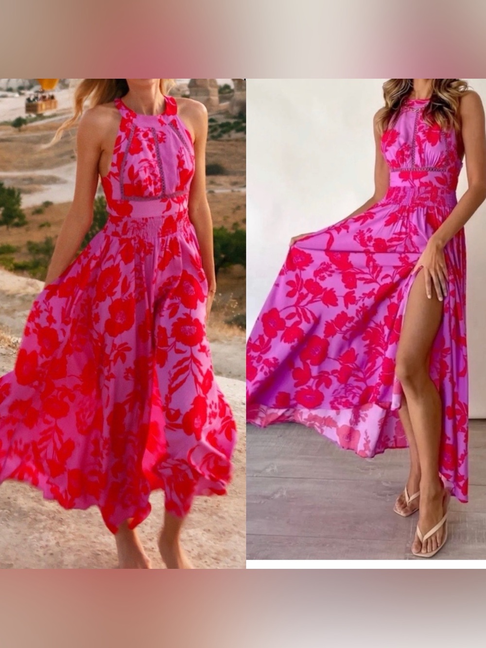 Anthropologie Abel The Label Charlotte Floral Maxi Dress Pink Red XS NWT